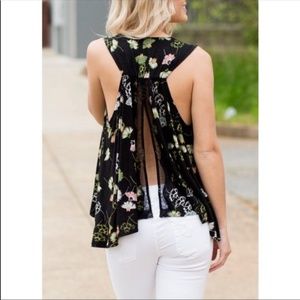 Free People Love Potion Lace Open Back Floral Top